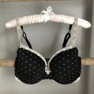 VS Black/white polka dot Lined Demi 34DD